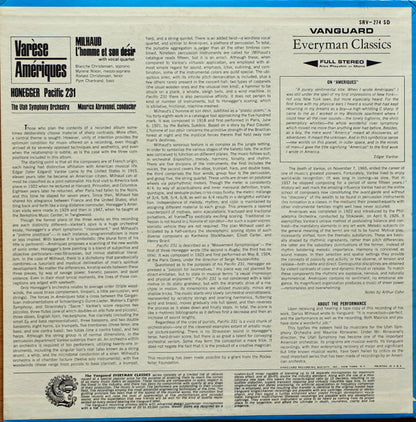 Edgard Varèse / Darius Milhaud / Arthur Honegger : Amériques / L'Homme Et Son Désir / Pacific 231 (LP, RP)