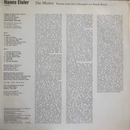 Hanns Eisler : Die Mutter (Kantate Von Bertolt Brecht Nach Dem Roman Von Maxim Gorki) (LP)