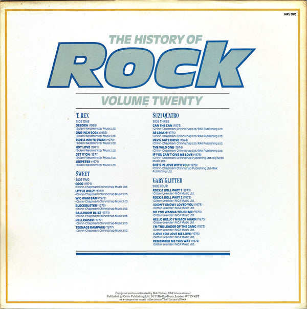 T. Rex / The Sweet / Suzi Quatro / Gary Glitter : The History Of Rock (Volume Twenty) (2xLP, Comp)