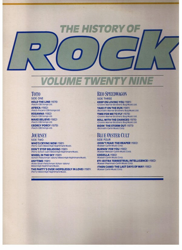 Toto / Journey / REO Speedwagon / Blue Öyster Cult : The History Of Rock (Volume Twenty Nine) (2xLP, Comp)