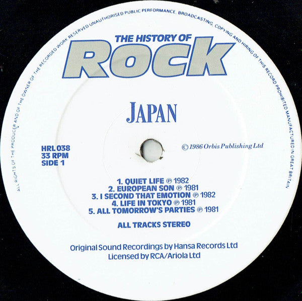 Japan / Altered Images / Haircut One Hundred / Dexys Midnight Runners : The History Of Rock (Volume Thirty Eight) (2xLP, Comp)