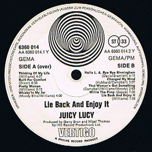 Juicy Lucy : Lie Back And Enjoy It (LP, Album, Pos)