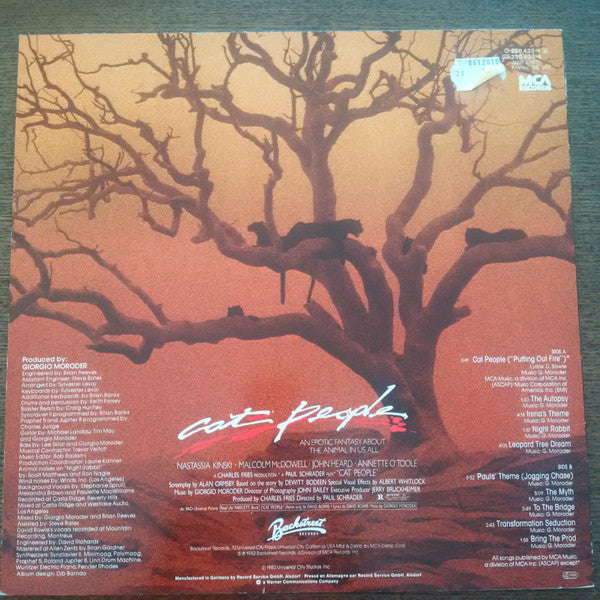 Giorgio Moroder : Cat People (Original Soundtrack) (LP, Album, RE)