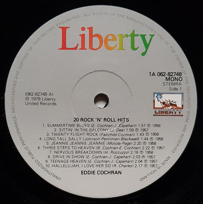 Eddie Cochran : 20 Rock 'n' Roll Hits (LP, Comp, Mono, RE)