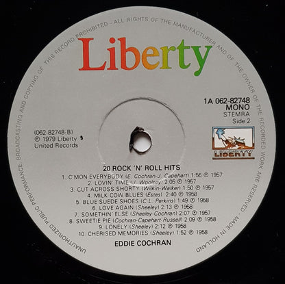Eddie Cochran : 20 Rock 'n' Roll Hits (LP, Comp, Mono, RE)