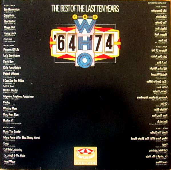 The Who : '64 - '74 / The Best Of The Last Ten Years (2xLP, Comp)