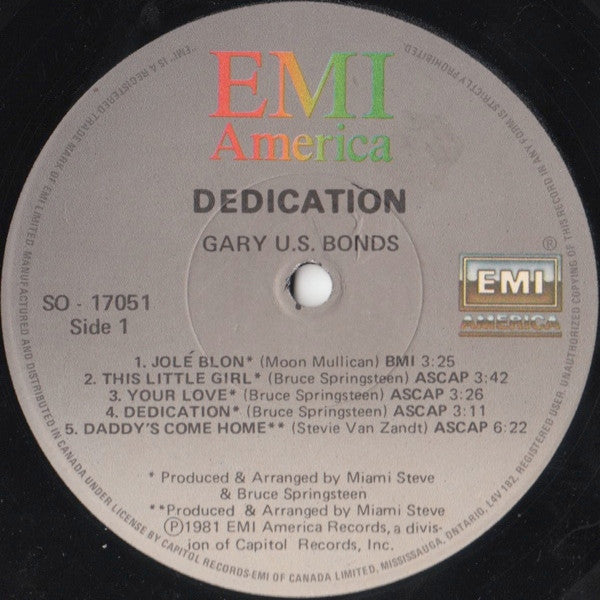 Gary U.S. Bonds : Dedication (LP, Album)