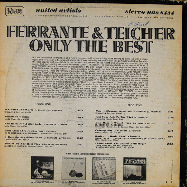 Ferrante & Teicher : Only The Best (LP, Album)