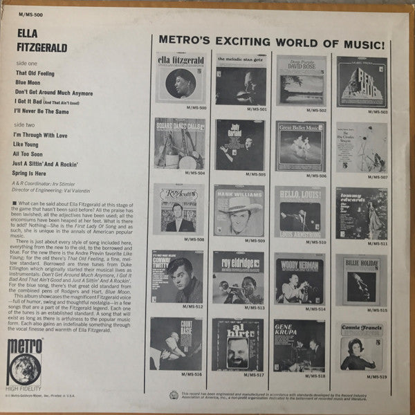 Ella Fitzgerald : Ella Fitzgerald (LP, Comp)
