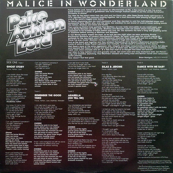 Paice Ashton & Lord : Malice In Wonderland (LP, Album)