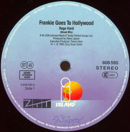 Frankie Goes To Hollywood : Rage Hard (++) (12", Maxi)