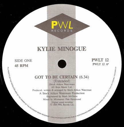 Kylie Minogue : Got To Be Certain (12", Single)