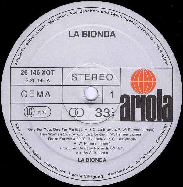 La Bionda : La Bionda (LP, Album, Gat)