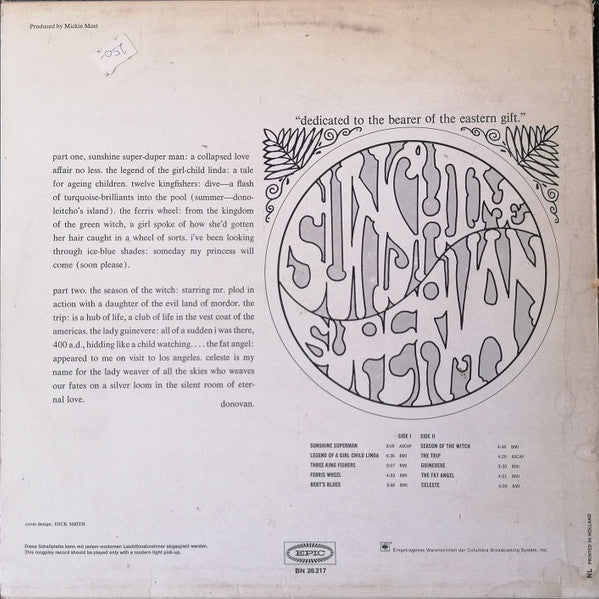 Donovan : Sunshine Superman (LP, Album, RP)