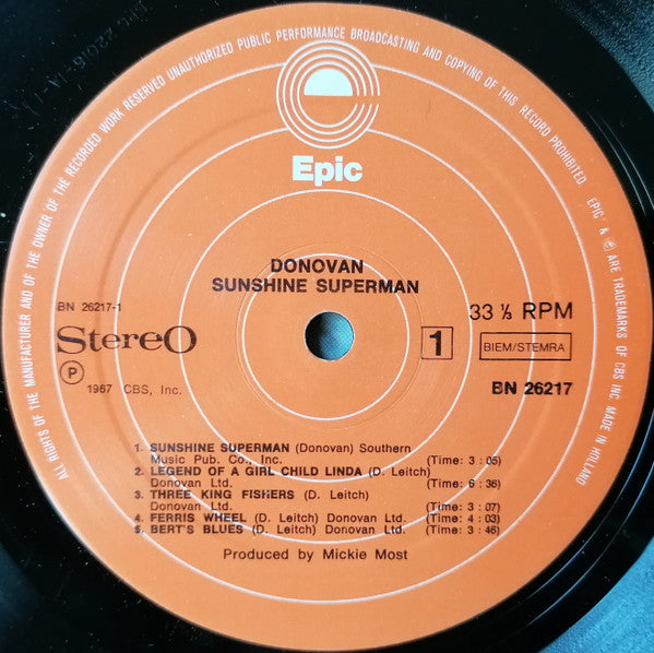 Donovan : Sunshine Superman (LP, Album, RP)