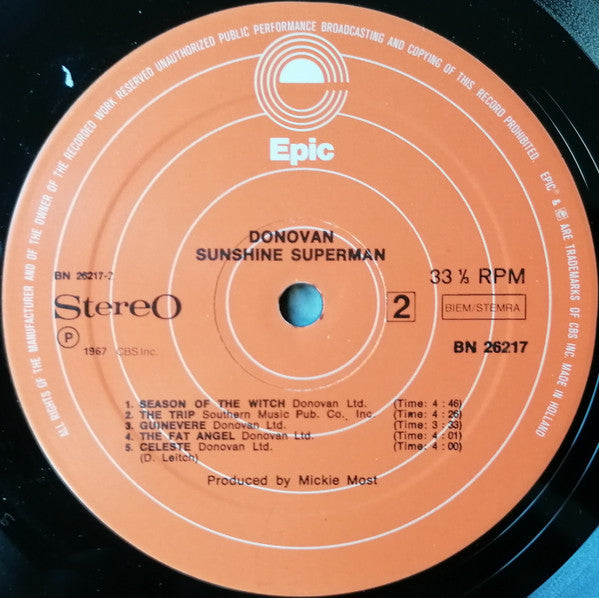 Donovan : Sunshine Superman (LP, Album, RP)