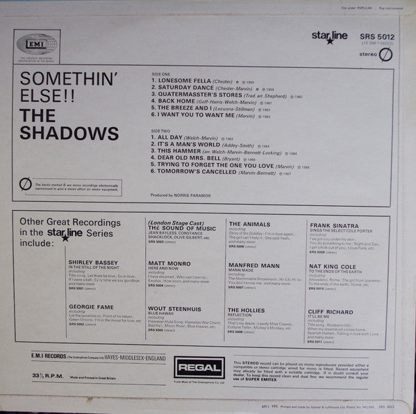 The Shadows : Somethin' Else!! (LP, Comp)