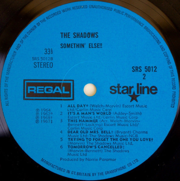 The Shadows : Somethin' Else!! (LP, Comp)