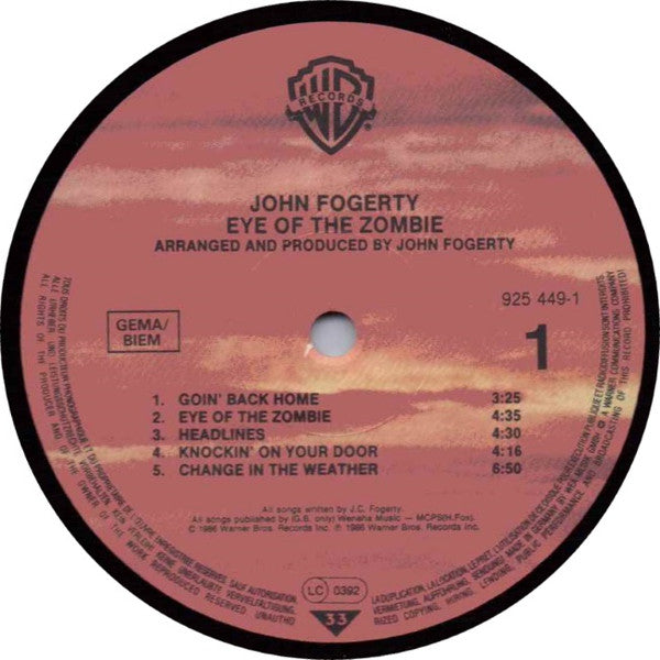 John Fogerty : Eye Of The Zombie (LP, Album)