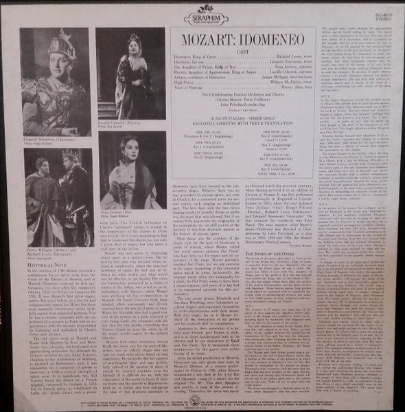 Wolfgang Amadeus Mozart - Richard Lewis (3) / Leopold Simoneau / Sena Jurinac / Lucille Udovick / James Milligan / William McAlpine / Hervey Alan / Glyndebourne Festival Chorus And Glyndebourne Festival Orchestra / John Pritchard : Idomeneo (3xLP, Album, RE + Box)