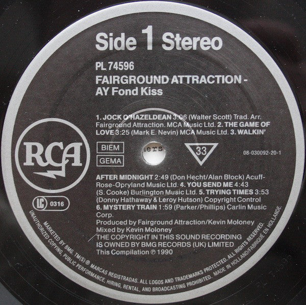 Fairground Attraction : Ay Fond Kiss (LP, Album, Comp)