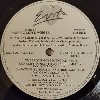 Andrew Lloyd Webber And Tim Rice : Evita (2xLP, Album, Gat)