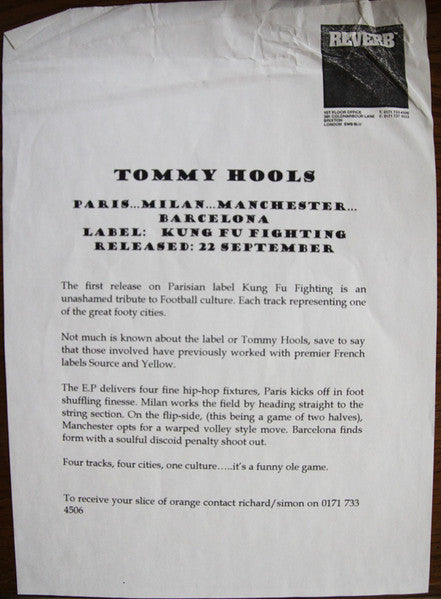 Tommy Hools : Paris Milan Manchester Barcelone (12")