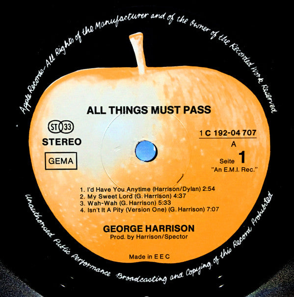 George Harrison : All Things Must Pass (Box + 3xLP + Album)