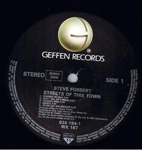 Steve Forbert : Streets Of This Town (LP, Album)