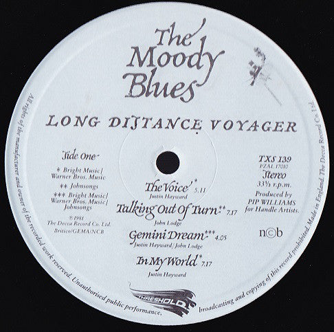 The Moody Blues : Long Distance Voyager (LP, Album, Gat)