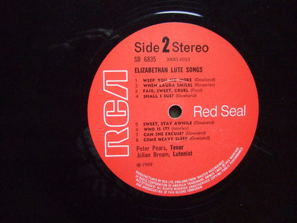 Julian Bream / Peter Pears - John Dowland • Thomas Ford • Thomas Morley • Philip Rosseter : Elizabethan Lute Songs (LP, Album)