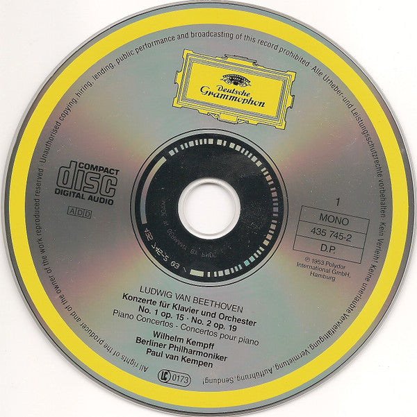 Ludwig van Beethoven, Wilhelm Kempff, Berliner Philharmoniker, Paul van Kempen : Die Klavierkonzerte (3xCD, Comp, Mono, RM)