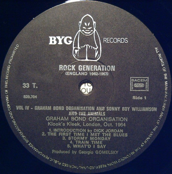 The Graham Bond Organization / Sonny Boy Williamson (2) + The Animals : Rock Generation Vol. 4 Graham Bond - The Beginning Of Jazz-Rock (LP, Comp)