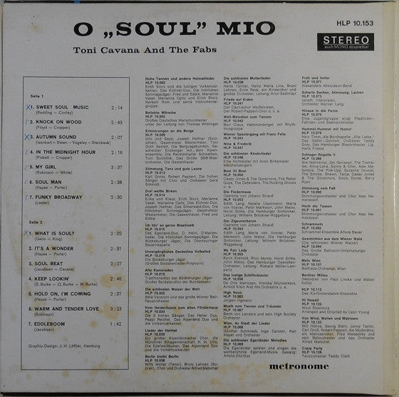 Toni Cavana And The Fabs : O "Soul" Mio (LP)