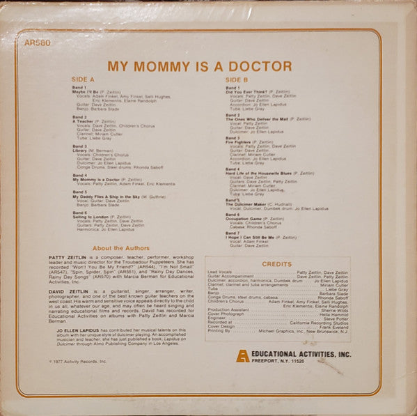 Patty Zeitlin With Dave Zeitlin : My Mommy Is A Doctor: Songs For Equal Roles In Occupations (LP, Album)