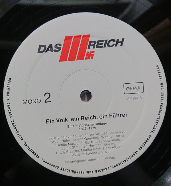 Various : Ein Volk, Ein Reich, Ein Führer: Eine Historische Collage 1933-1938 (LP, Mono)