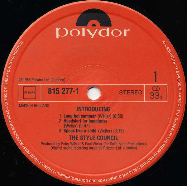 The Style Council : Introducing The Style Council (LP, MiniAlbum)