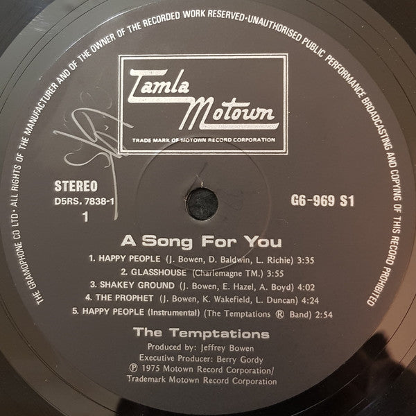The Temptations : A Song For You (LP, Album)