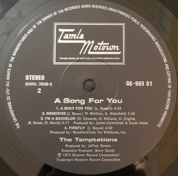 The Temptations : A Song For You (LP, Album)