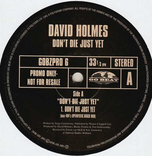 David Holmes : Don't Die Just Yet (12", Promo)