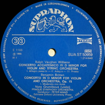Benjamin Britten / Ralph Vaughan Williams, Nora Grumlíková, Peter Maag : Violin Concerto / Violin Concerto (LP, RP, Blu)