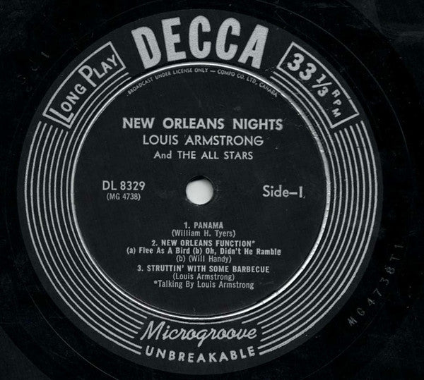 Louis Armstrong And His All-Stars : New Orleans Nights (LP, Album, Mono)