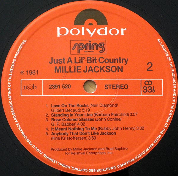 Millie Jackson : Just A Lil' Bit Country (LP, Album)