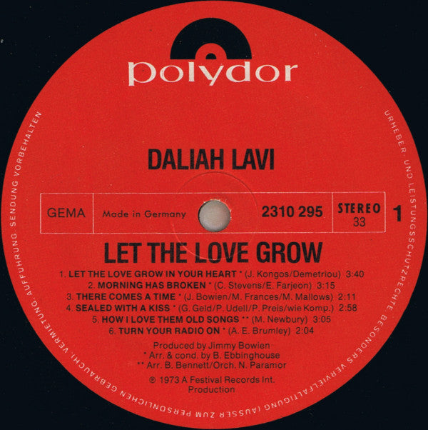 Daliah Lavi : Let The Love Grow (LP, Album)