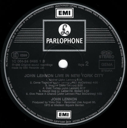 John Lennon : Live In New York City (LP, Album)