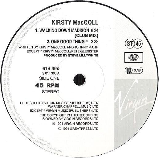 Kirsty MacColl : Walking Down Madison (12")