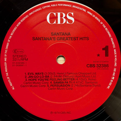 Santana : Santana's Greatest Hits (LP, Comp, RE)