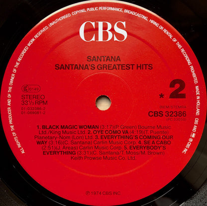 Santana : Santana's Greatest Hits (LP, Comp, RE)