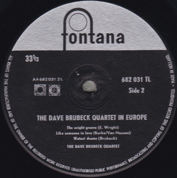 The Dave Brubeck Quartet : The Dave Brubeck Quartet In Europe (LP, Album)