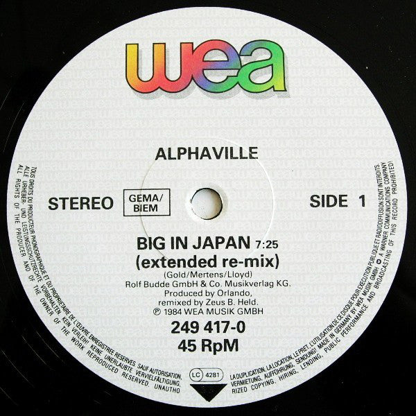 Alphaville : Big In Japan (Version Longue) (12", Maxi)